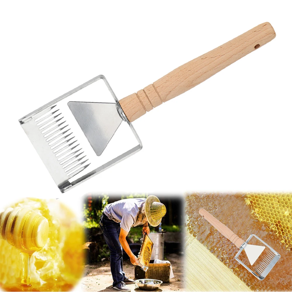 Скребок для удаления меда с деревянной ручкой инструмент из нержавеющей стали