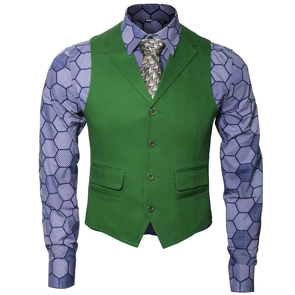 vest shirt and tie Бэтмен Джокер из "Темного рыцаря" Косплей Костюм для взрослых мужчин Фиолетовый пальто рубашка зеленый жилет галстук Хэллоуин фильм костюмы Карнавальный наряд - Цвет: vest shirt and tie
