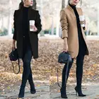 Куртка женская зимняя из искусственной шерсти, однотонная, с воротником-стойкой и длинным рукавом