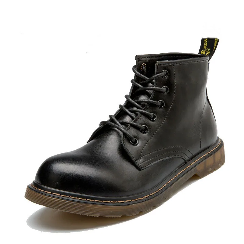 Ботинки мужские на шнуровке повседневные мотоциклетные ботинки Воловья кожа