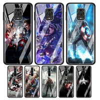 avengers captain america tempered glass cover for xiaomi redmi note 10 10s 9 9t 9s 8t 8 9a 9c 8a 7 pro max phone case