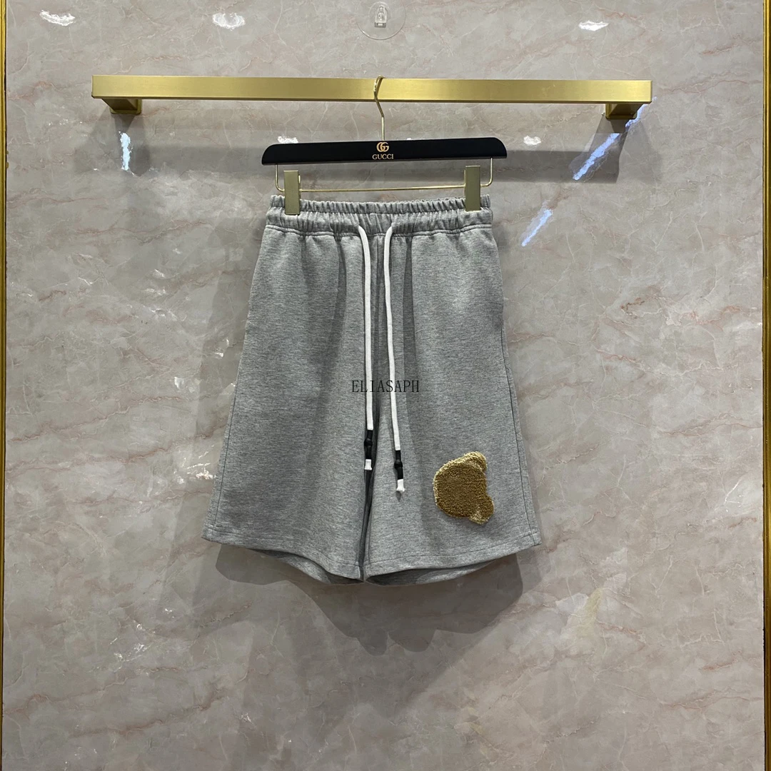 

Fashion Bear Shorts Sets Women Summer 2021 Luxury Brand Flocking Bear Short Sleeve Solid Tops High Waist Loose Shorts Sets Lady