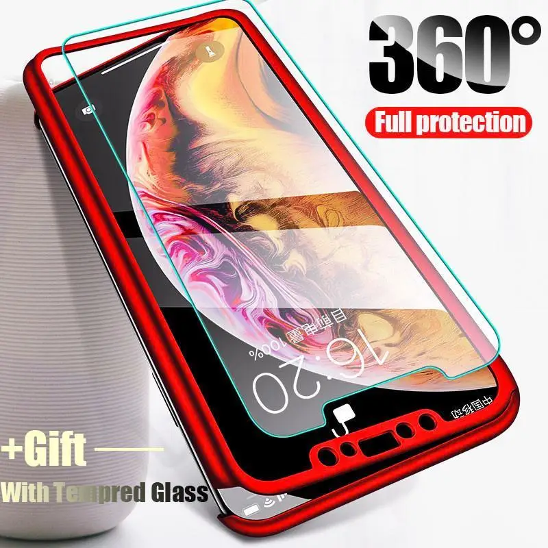 

360 Full Protection Phone Case For IPhone 6 6S 5 5S 7 8 Plus 11 X XR XS 12 Pro MAX SE 2020 12Mini with Glass Pc Shockproof Cover