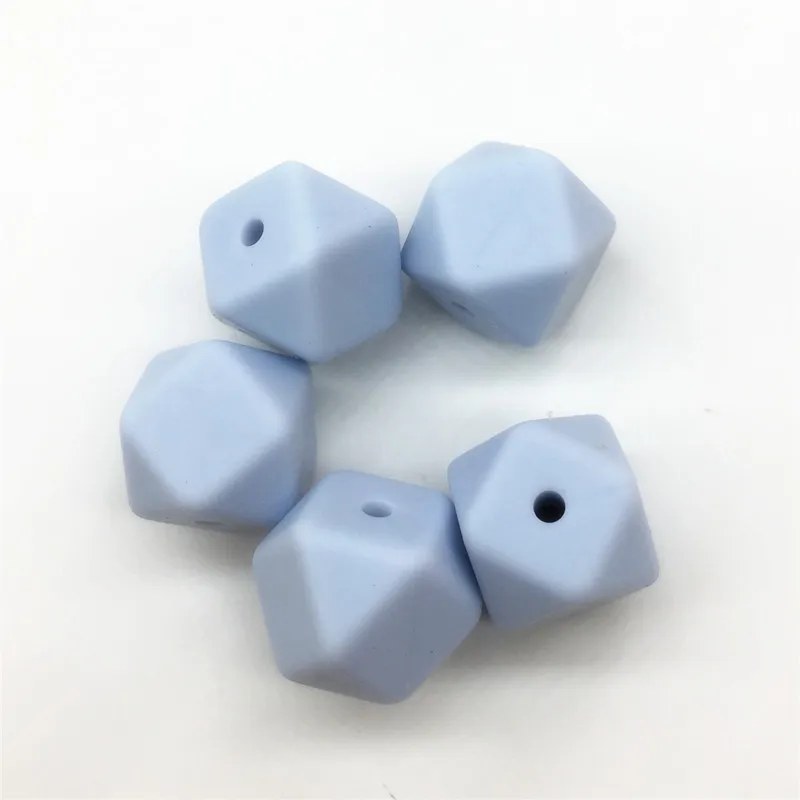 Chenkai-Cuentas de mordedor hexagonales de silicona para beb&eacute;, chupete infantil sin BPA, joyer&iacute;a sensorial, juguete de regalo, 14mm, 10 Uds.-3