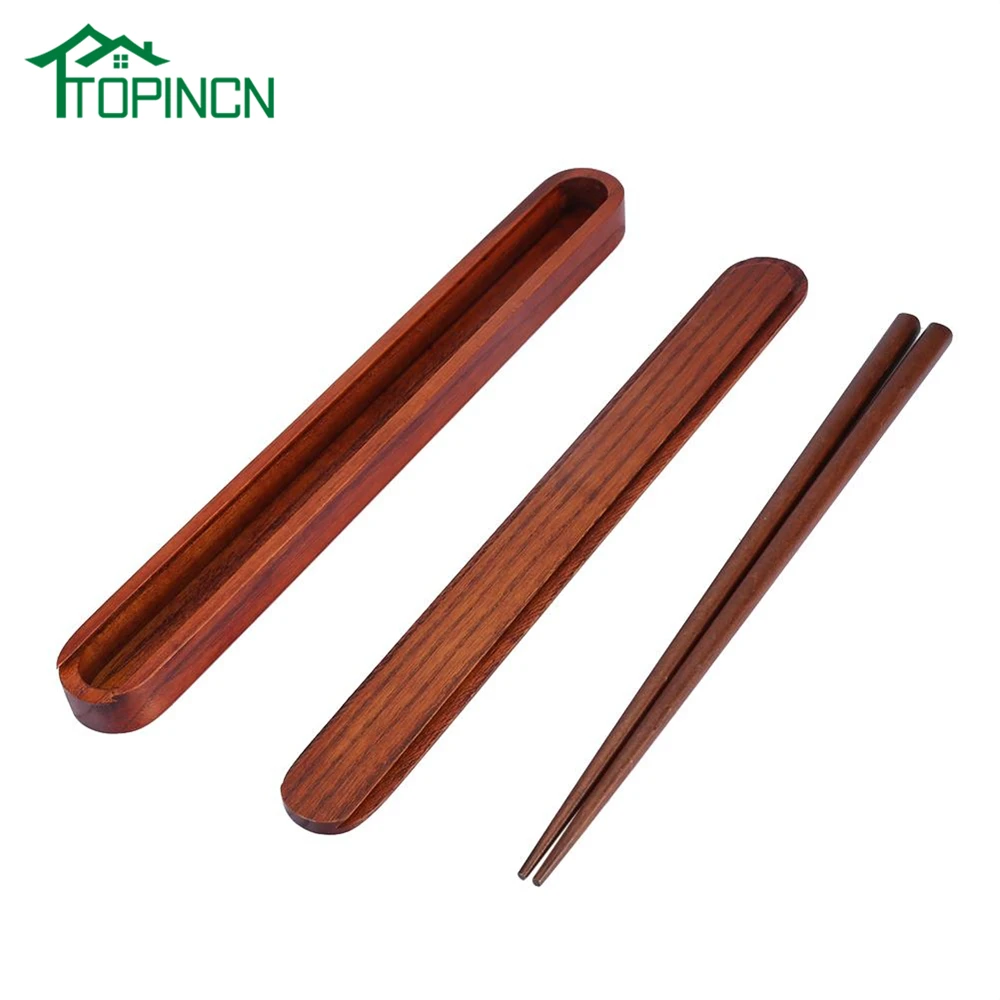 

Экологически чистые портативные деревянные палочки для еды TOPINCN с выдвижными деревянными искусственными ящиками чехол посуда столовая пос...