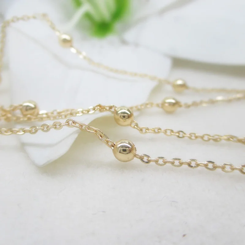 Позолоченные медные бусины-шарики каратного цвета цепочка из бисера ручной