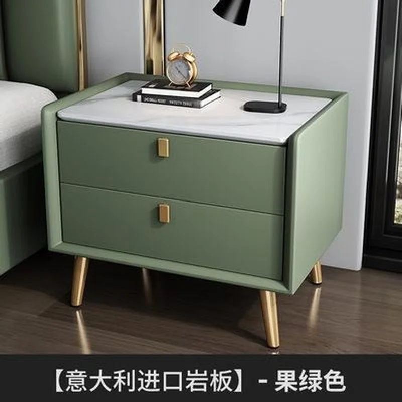 

Modern Minimalist Nightstands Solid Wood Bedside Table Light Luxury Leather Bedside Cabinet Bedroom Furniture тумба прикроватная