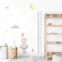cartoon baby height measurement owl moon clouds stars wall sticker nursery vinyl wall decals kids room interior home decor gifts