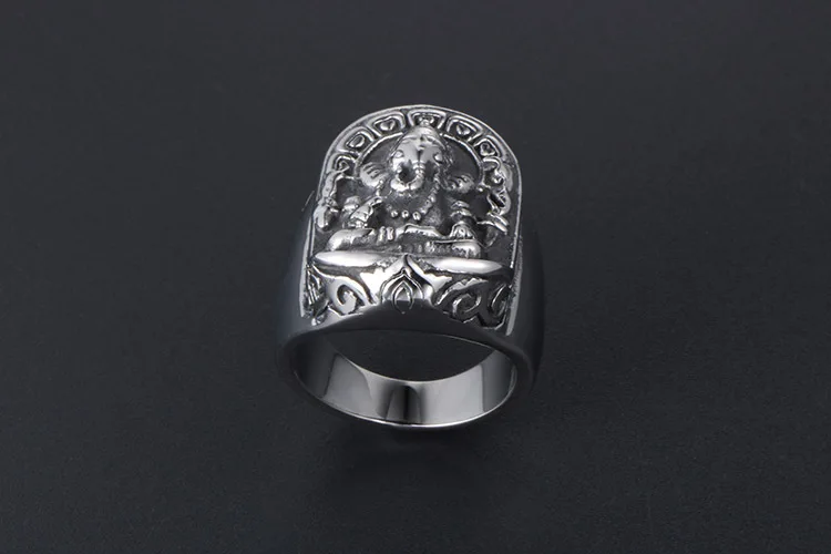 Кольцо из стерлингового серебра 925 пробы с изображением бога богатства Ганеши и