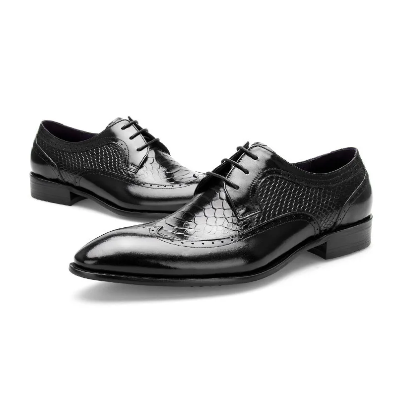 С рисунком под змеиную кожу Туфли платье с острым носком в Оксфордском стиле