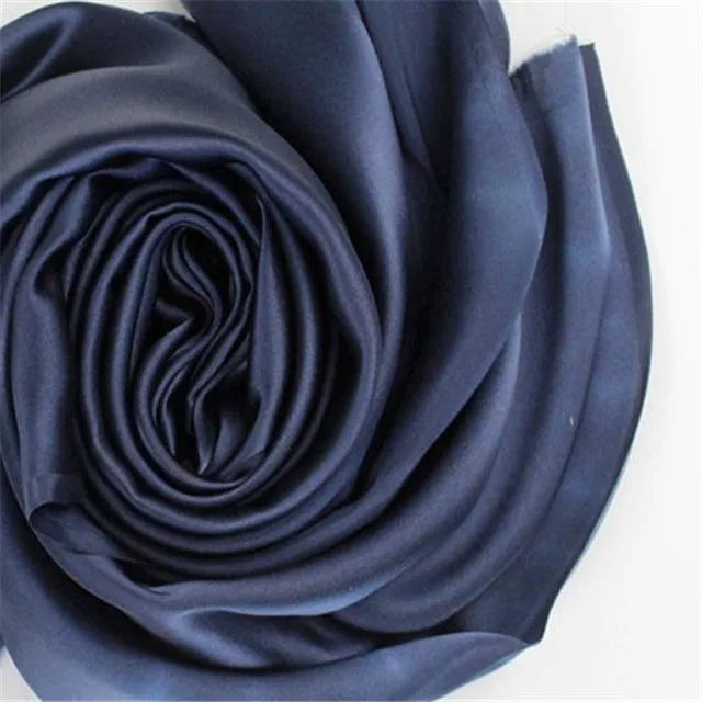 25 navy blue Шелковая атласная ткань 16momme 114 см 44 дюйма сплошной цвет тутового натурального чистого материала шелк Шармез ткань для женского платья - Цвет: 25 navy blue