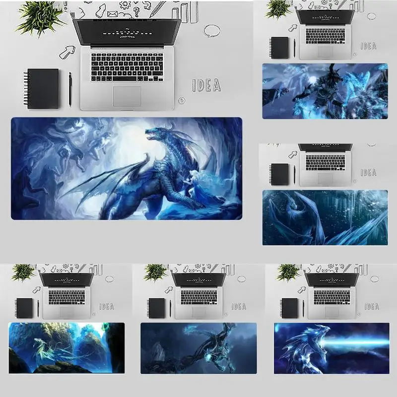 Игровой коврик для мыши Ice Dragon с аниме под заказ, большой Настольный коврик для мыши для настольных игр, офисных геймеров, Нескользящая подуш...