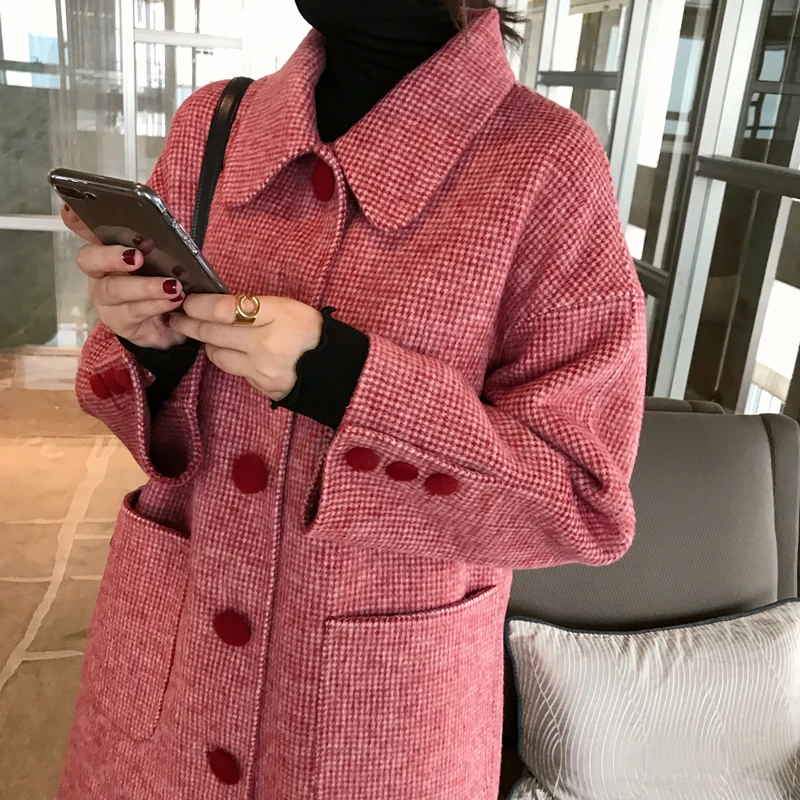 Женское милое пальто Дамская Роскошная твидовая куртка из ягненка женское