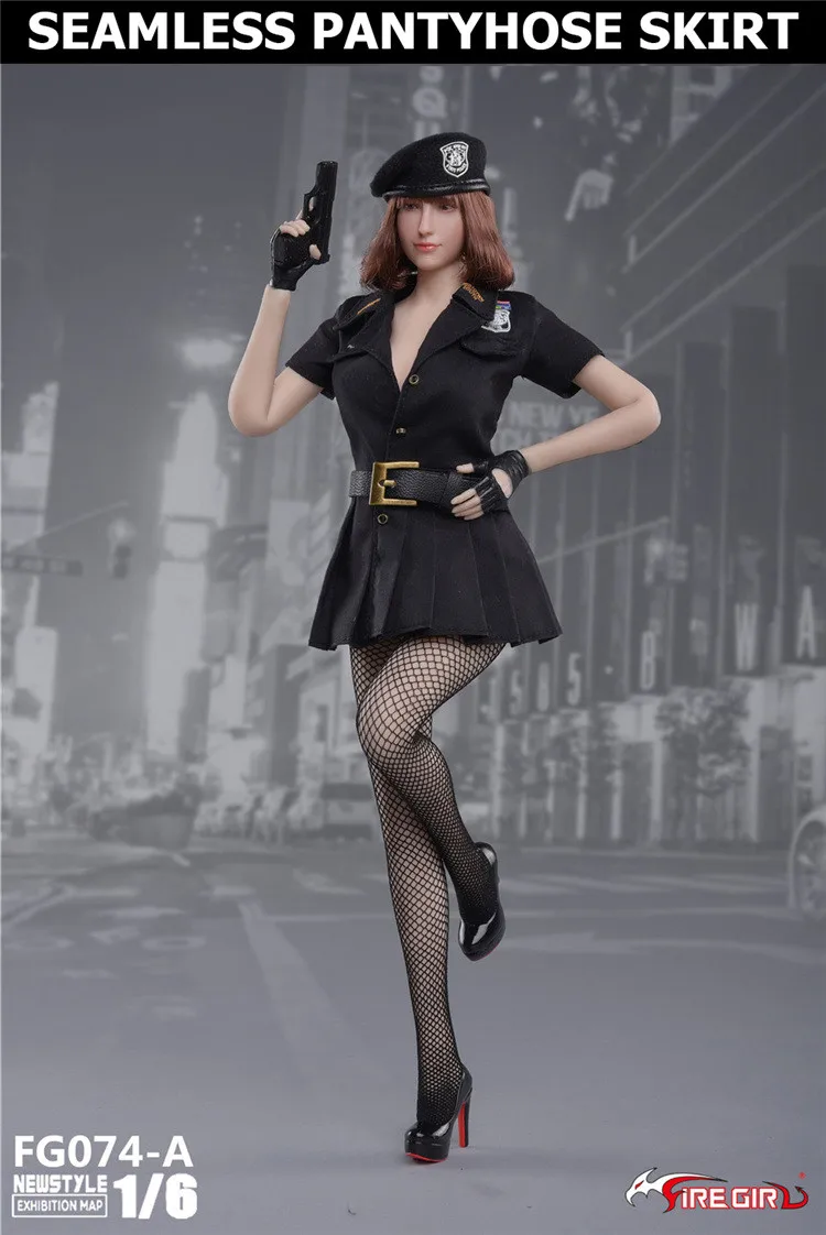

1/6th FG074C Green Police Skirt Seamless Stockings Fire Girl Toys Set F 12" Figure