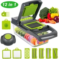 12 in 1 fruits slicer cutter kitchen vegetable chopper grater potato onion veggie dicer with container salad maker tool