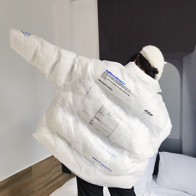 

Transparent bread style PVC cotton clothing seat mountain carving Ski coat female couple winter oversize warm cotton coat wq2506