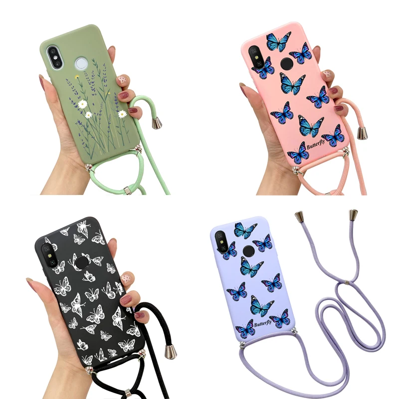 Lanyard Neck Strap Rope Avocado Daisy Case for Xiaomi Redmi Note 7 8 9 10 Pro 10S 9S 9A 9C 10C 10A 8T  Mi 11 Lite 5G NE