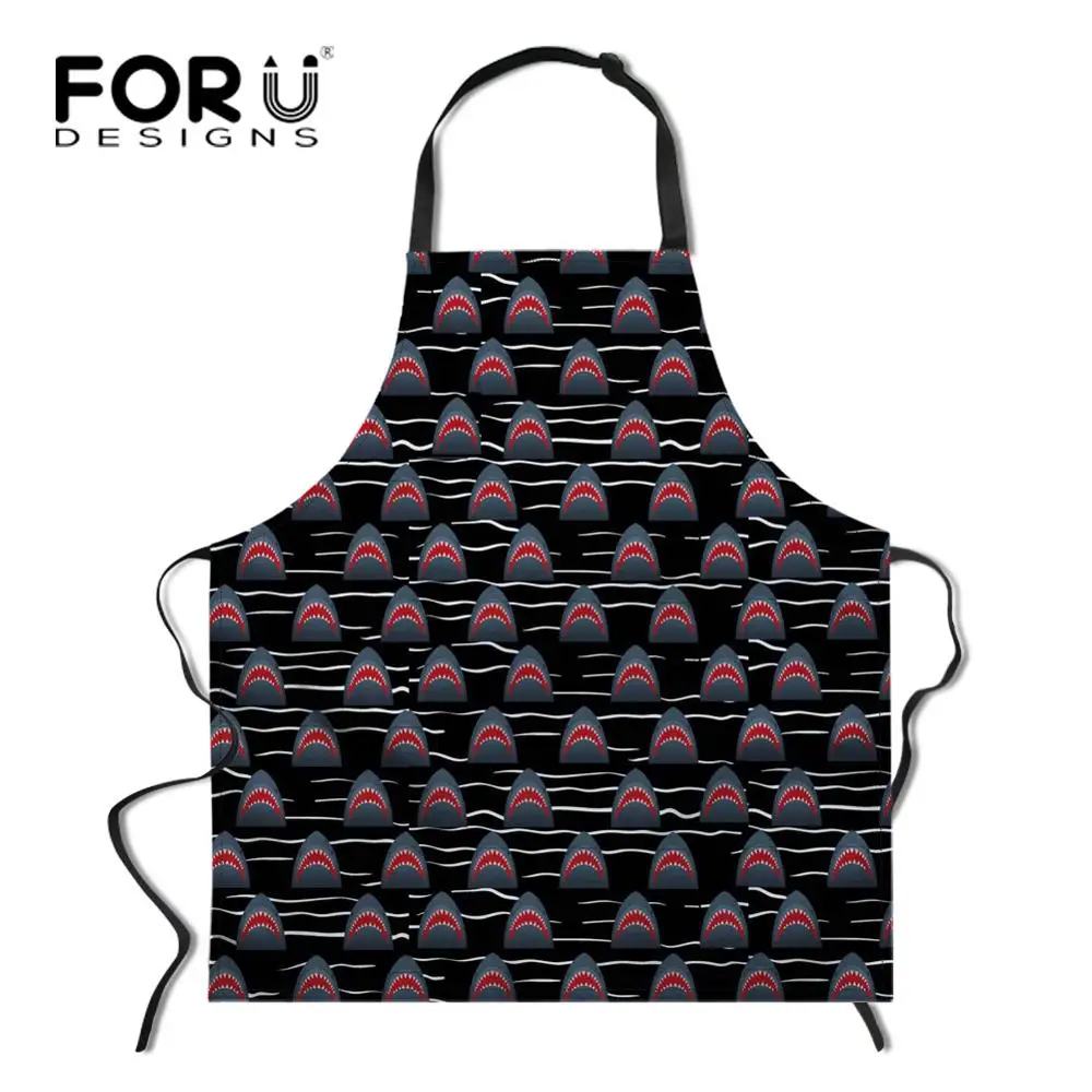 Z4746R FORUDESIGNS Shark печать Регулируемый поварский фартук маслостойкий ужин вечерние выпечки Delantal для леди маникюр фартуки - Цвет: Z4746R
