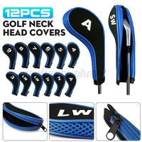 portable golf club cover iron set headcovers with zipper 12pcs wear resistant golfs club head protector cover golf accessories