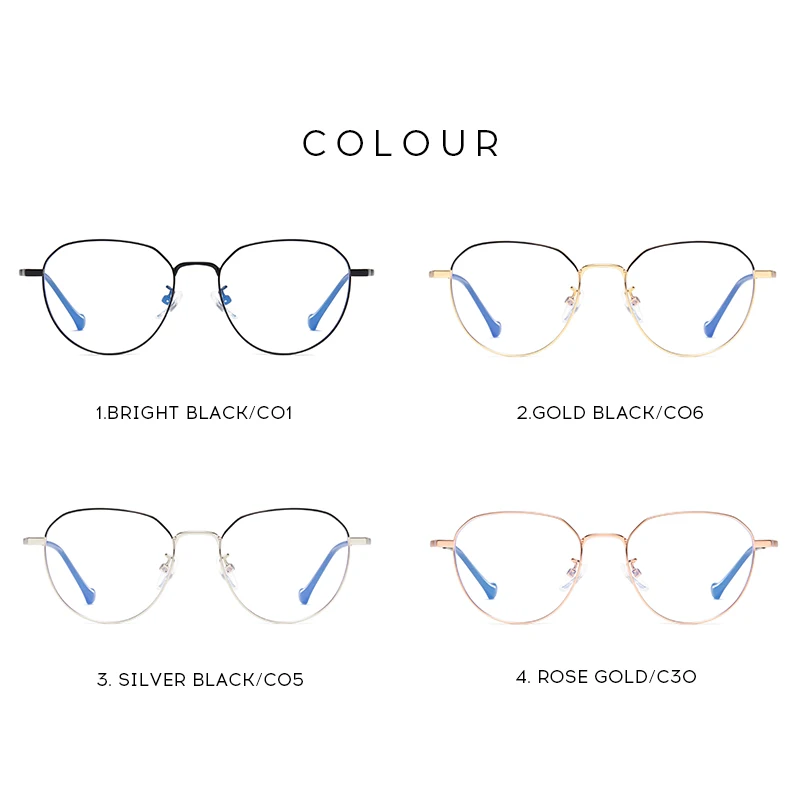 

EYEOOMU Polygon Anti Blue Light Metal Glasses For Women Vintage Style Brand Design Optical UV Eyeglasses Computer Games Goggles