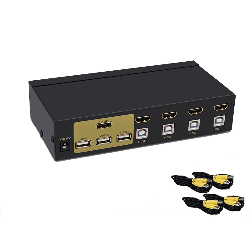 4 порта Kvm переключатель HDMI совместимый выбирает для совместного использования