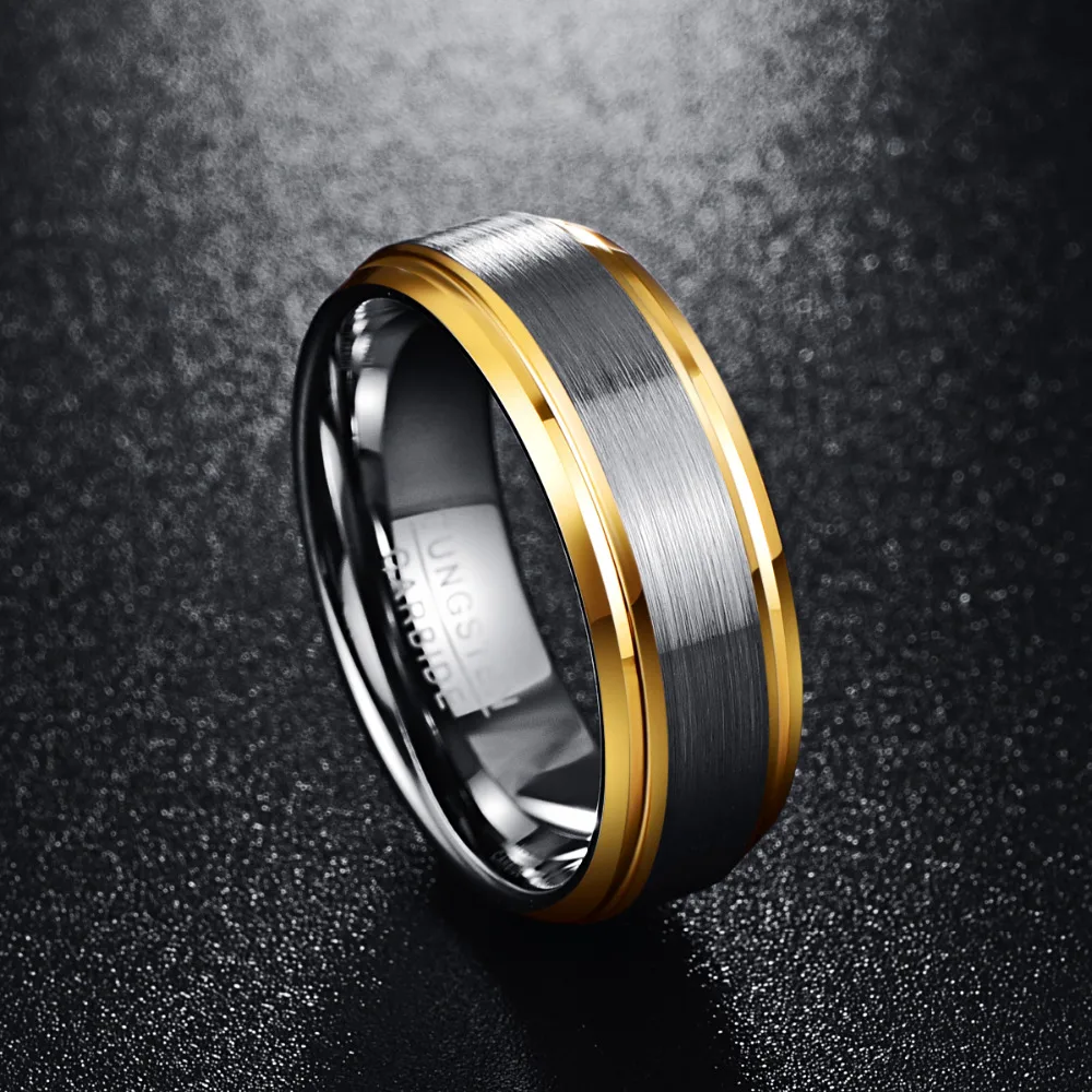 Nuncad 8MM Width 2.3MM thick tungsten metal lovers wedding ring with full size 7 8 9 10 11 12 for men's | Украшения и