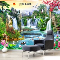 custom photo wallpaper chinese style 3d stereo waterfall nature landscape murals living room tv sofa study papel de parede sala