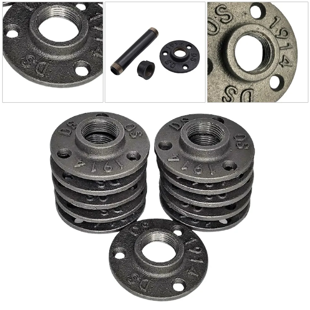 

Malleable Threaded Black Floor Flange Iron Wall-mounted Installation Fanatec For Flower Art Lamp Shelves Hangers Hardware
