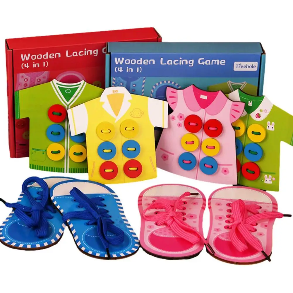 

4-In-1 Woven Shoelace Button Game Educational Rope-Drawing Toy