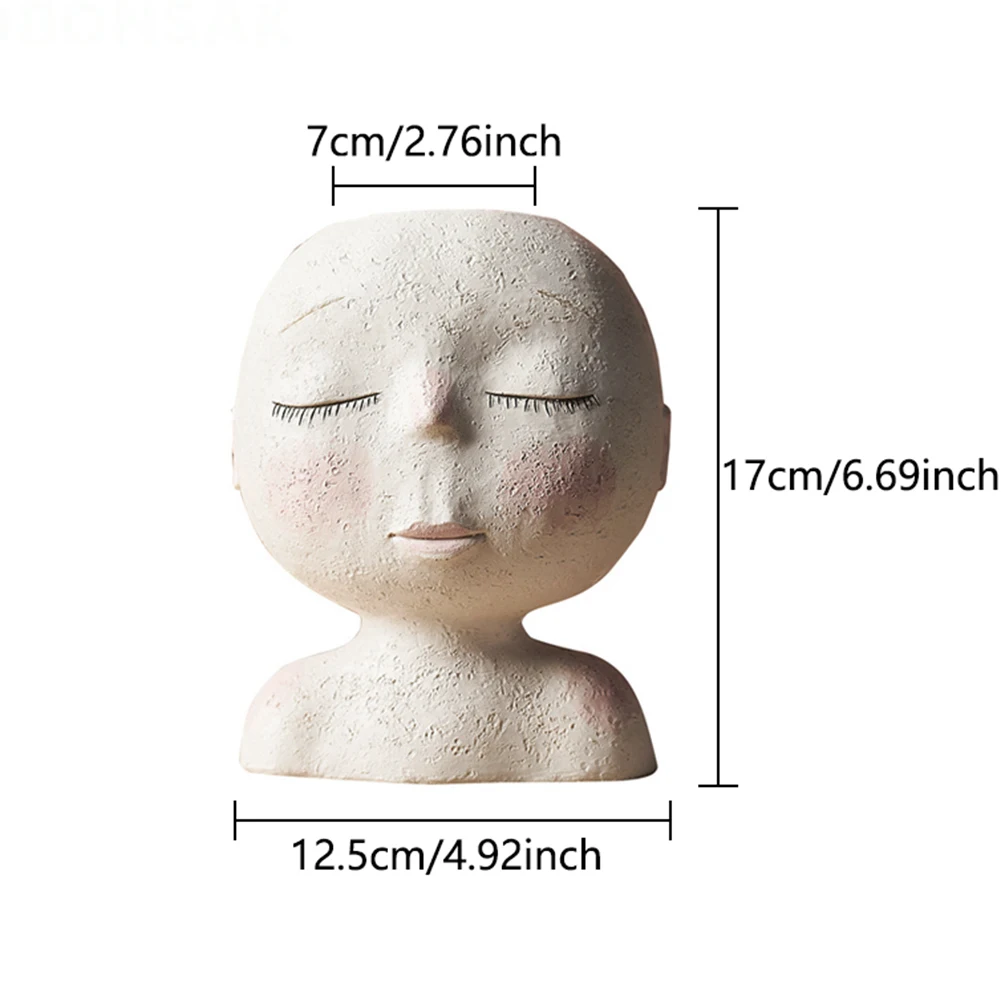 Cartoon Head Statue Flowerpot Flower Pot Planter Figurines Tree Man Cute Model Toy Pen Garden Gift | Дом и сад
