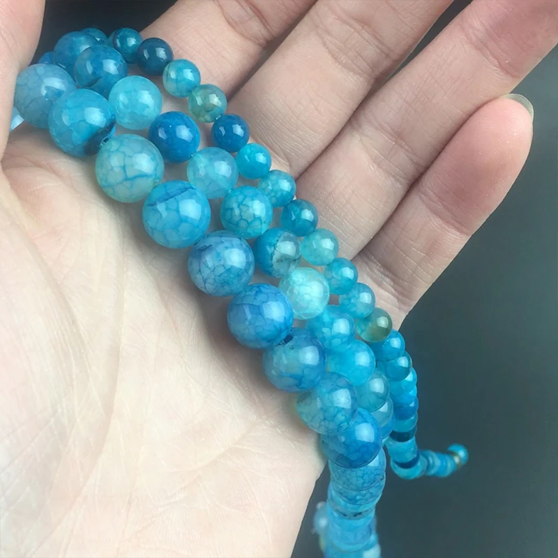 Бусины из натурального камня Blue Fire Агаты круглые бусины россыпью