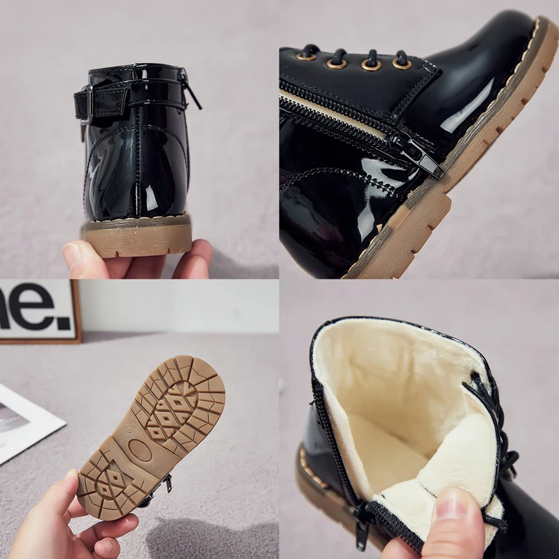 SandQ/детские ботинки Ботильоны на молнии для мальчиков Модная черная обувь с