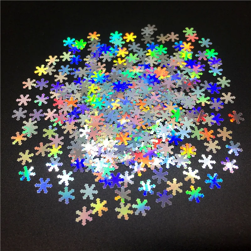 6mm Snowflake Ультра-тонкий ноготь маникюрный-разные размеры блестки лазерные серебряные блестки Eo-Friendly PET 3D блестка DIY Дизайн ногтей маникюр украшение 10 г - Цвет: 6mm Snowflake