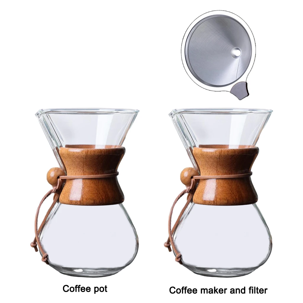 

800ml Pour Over Coffee Maker Pot Reusable Glass Carafe Manual Coffee Dripper