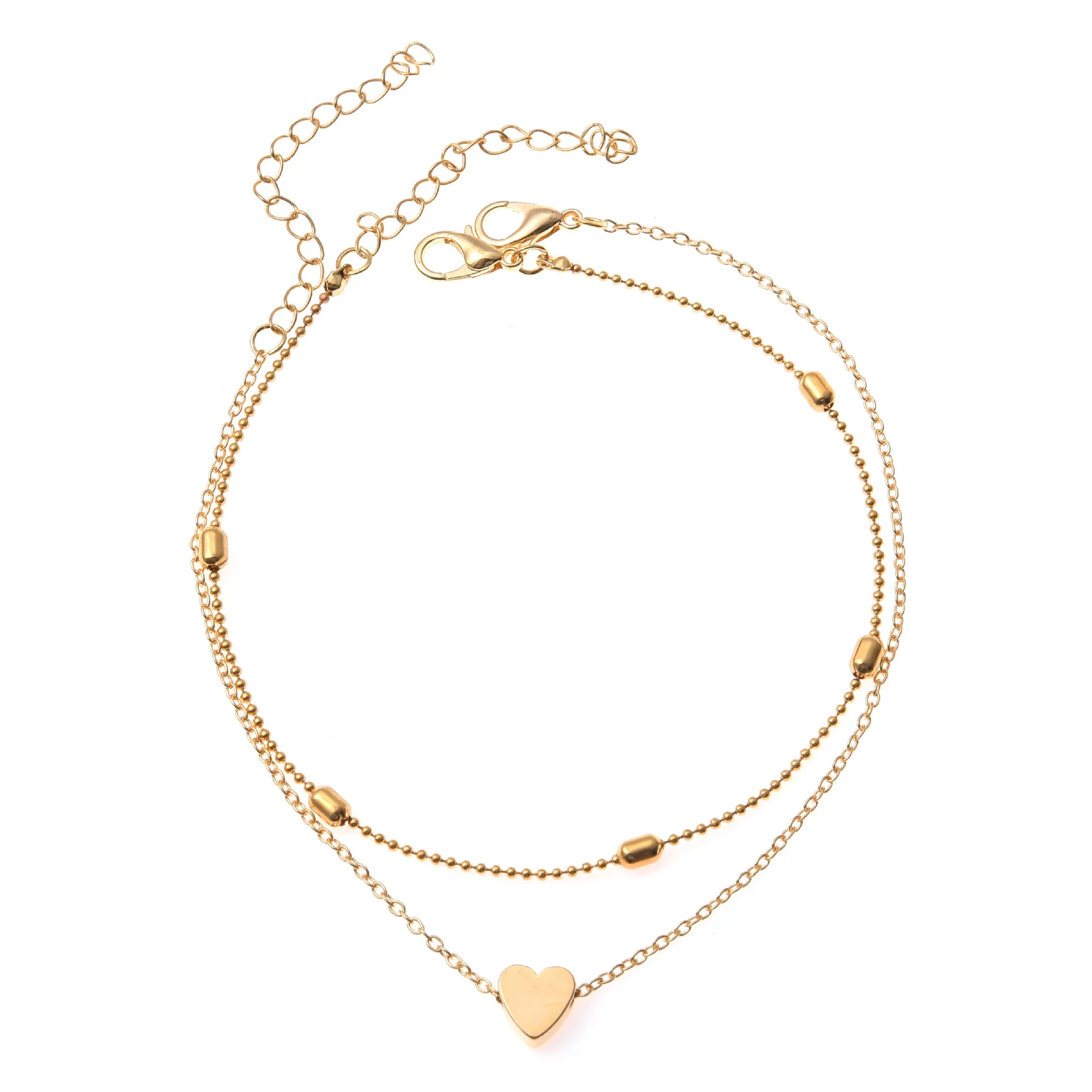 2020 Прямая поставка Pulsera Tobillo Шарм Бохо двухслойный крошечное сердце лодыжки