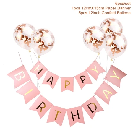 

1set Happy Birthday Letter Banner Rose Gold blue Confetti latex Balloons Birthday Party Decorations Baby Shower gift Baloon