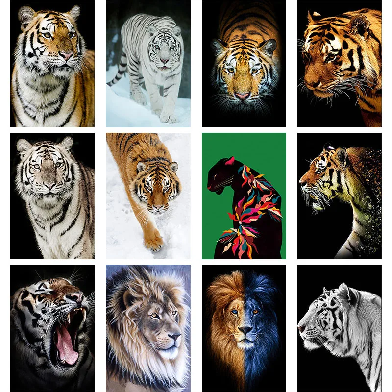 

Алмазов картина 5D "сделай сам" с рисунком животных, тигра и наборы для вышивки крестом круглые стразы, вышивка, мозаика, украшение для дома, п...