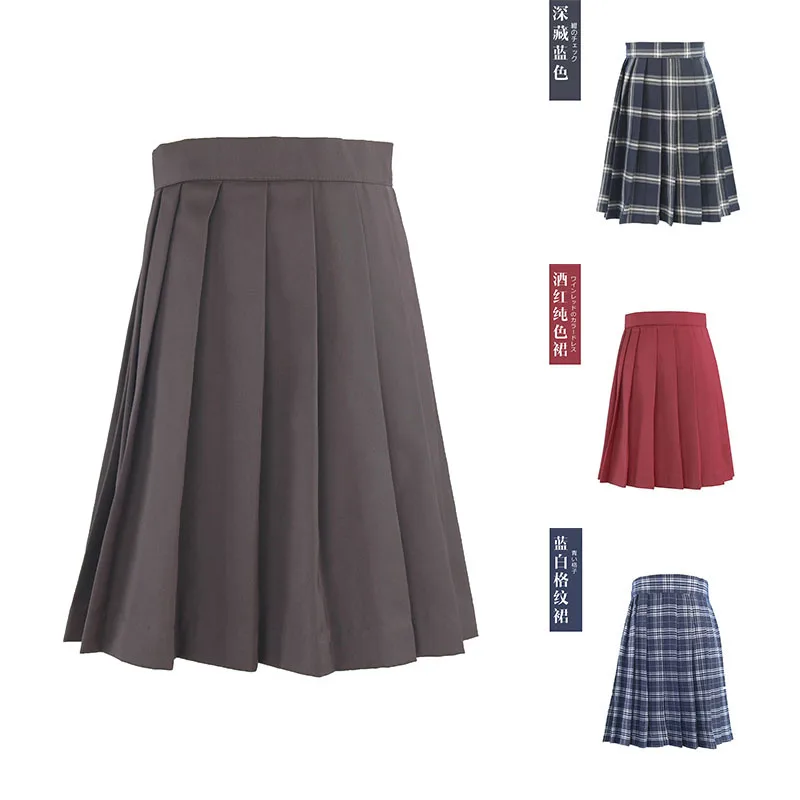 

Korean Style Mini Skirt Women Japan Style Plaid Pleated A-Line Above Knee Empire Skirts(No Safety Pants Inside)