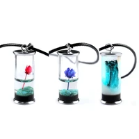 2021 fashion handmade resin glass wishing bottle pendant dry lotus drifting bottle luminous pendant necklace jewelry for women