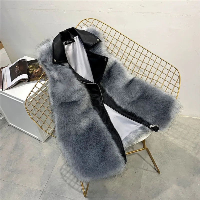 Женский осенне зимний жилет из искусственного меха лисы Удлиненный облегающий