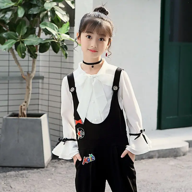 Комплект осенней одежды для девочек элегантная детская одежда белый костюм 6 8 12 13