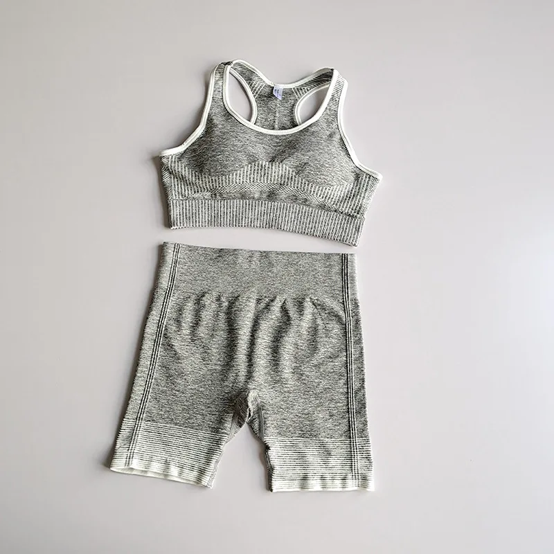 Женский бесшовный комплект для йоги спортивный бюстгальтер с высокой талией