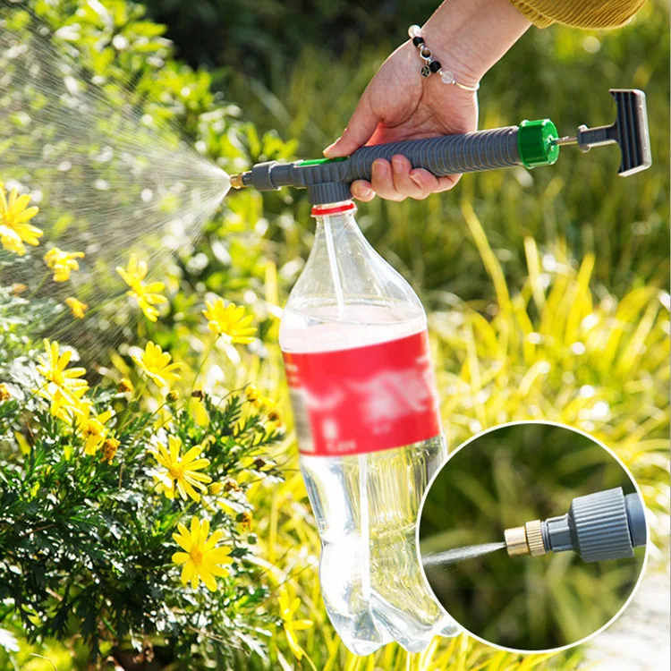 

High Pressure Air Pump Manual Sprayer Adjustable Drink Bottle Spray Head Nozzle Garden Watering Tool Irrigation Spikes System