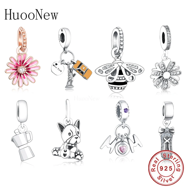 

New York Apple Statue Of Liberty Yellow Taxi Dangle Fit Original Charms Bracelet 925 Sterling Silver Jewelry Pendant DIY