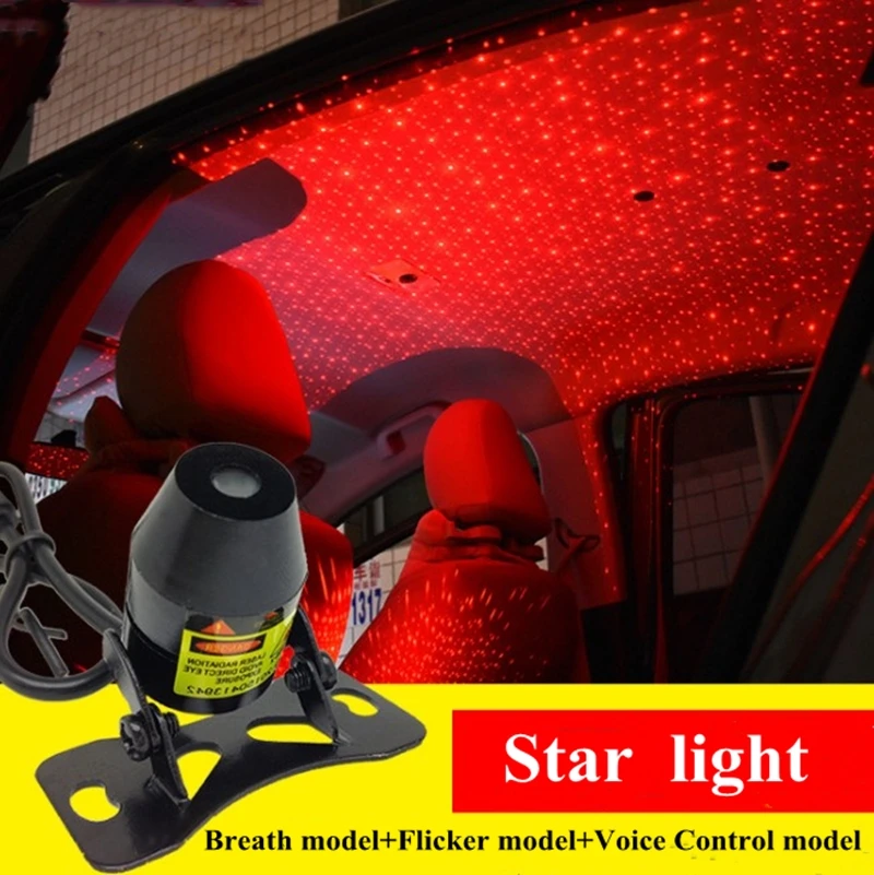 

USB Car Interior Lights LED Decorative armrest Box car roof Full Star Projection Laser,Romantic Auto Roof Star led