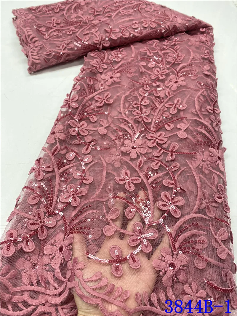 

2021 African Sequins Lace Fabric Latest French Mesh Nigerian Tulle Lace Fabric With Sequins For Wedding Party 5Yards