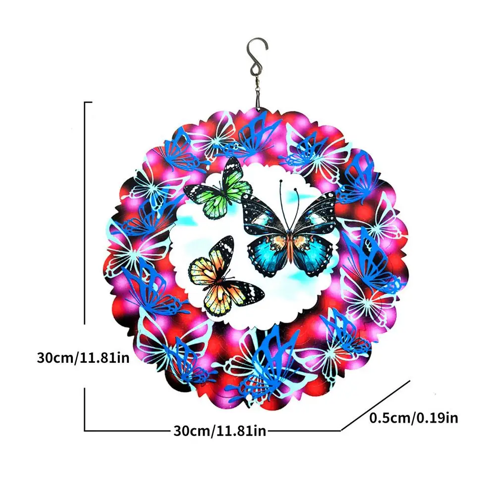 

New Rotating Wind Chime 3D Stainless Steel Hanging Wind Spinner Art Decor Garden Yard Balcony Patio Window Tree Hanging Ornament