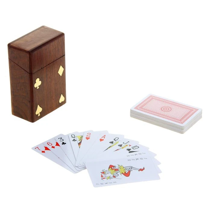 Deck of cards in a wooden box card games Go Karts Entertainment Sports |