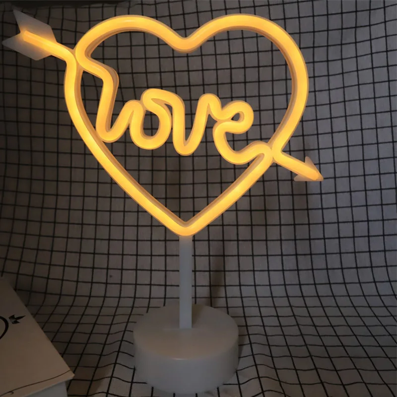 Love USB неоновый светодиодный знак единорога ночной Светильник Фламинго декоративные Луны Светодиодная лампа вечерние Радуга дома Детская комната Декор Светильник СВЕТОДИОДНЫЙ ночник для детей - Испускаемый цвет: Love