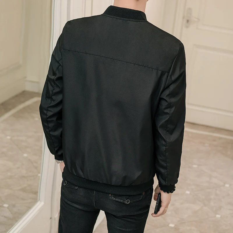 

2018 New Spring and Autumn High Quality Man's brand Jacket Fashion Slim Teens Black Gray Blue Male Jacket Plus Size